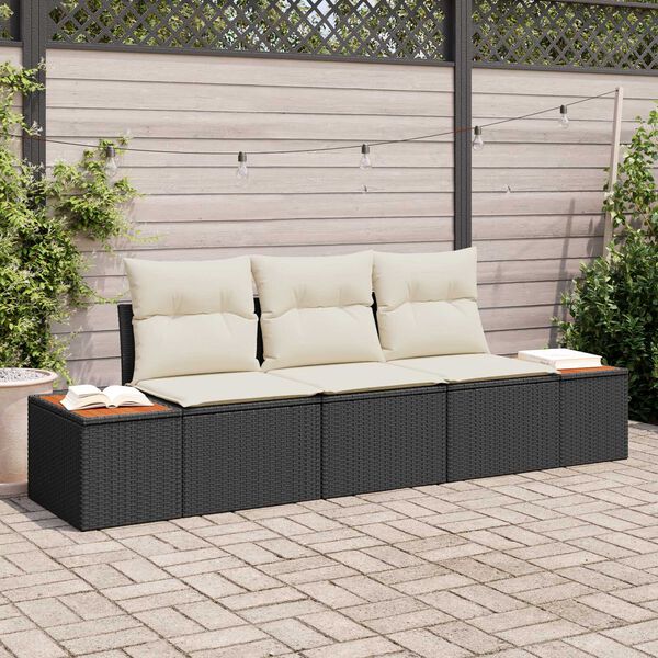 vidaXL Σετ Καναπέ Κήπου 3 pcs Μαύρο και κρεμ 239 x 62 x 85 εκ
