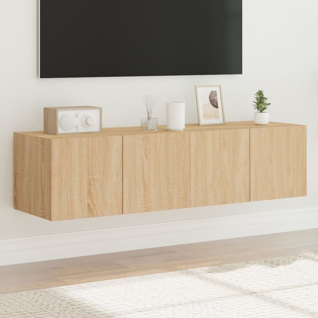 vidaXL Έπιπλα Τοίχου Τηλ. με LED 2 Τεμ. Sonoma Δρυς 60x35x31 εκ.