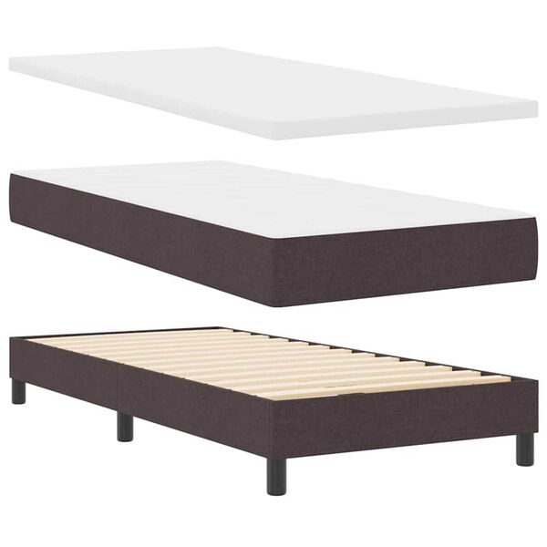 vidaXL Κρεβάτι box spring με στρώμα με στρώμα Σκούρο Καφέ 80 x 200 cm