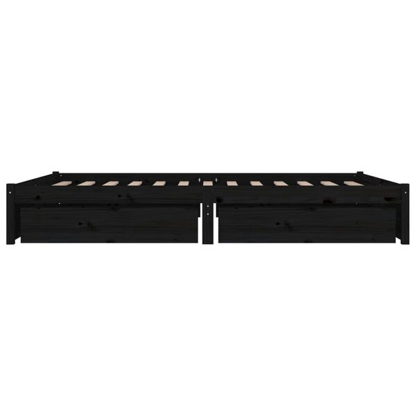 vidaXL Πλαίσιο Κρεβατιού Με Συρτάρια Μαύρο 140 x 190 εκ.