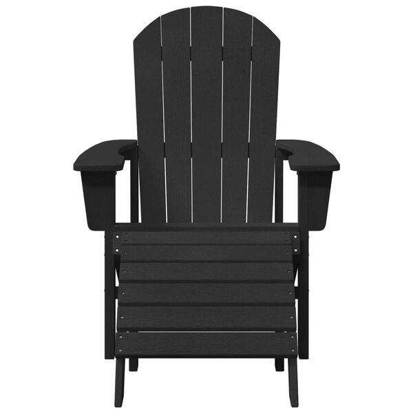 vidaXL Καρέκλα Adirondack με Υποπόδιο Μαύρη HDPE