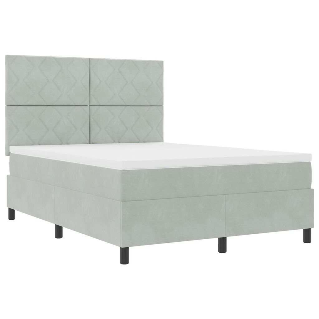 vidaXL Κρεβάτι με Στρώμα Light Grey 160x200 cm Βελούδο