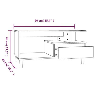 vidaXL Τραπεζάκι Σαλονιού Γυαλ. Λευκό 90x49x45 εκ. Επεξεργ. Ξύλο