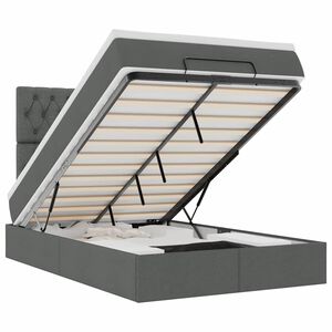 vidaXL Οθωμανικό κρεβάτι με στρώμα & LEDs Σκούρο γκρι 120x200cm Ύφασμα