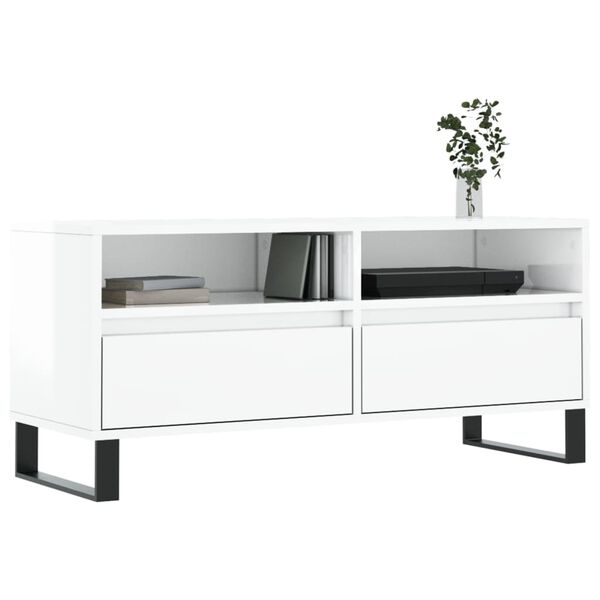 vidaXL Έπιπλο Τηλεόρασης Γυαλ. Λευκό 100x34,5x44,5 εκ. Επεξεργ. Ξύλο