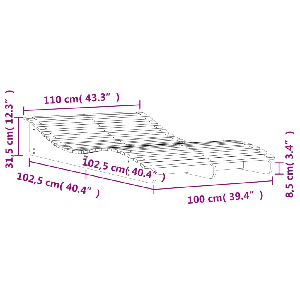 vidaXL Ξαπλώστρα Καφέ Κεριού 205x110x31,5 εκ. από Μασίφ Ξύλο Πεύκου