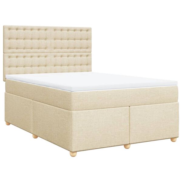 vidaXL &Kappa;&rho;&epsilon;&beta;ά&tau;&iota; Boxspring &mu;&epsilon; &Sigma;&tau;&rho;ώ&mu;&alpha; &Kappa;&rho;&epsilon;&mu; 140x200 &epsilon;&kappa;. &Upsilon;&phi;&alpha;&sigma;&mu;ά&tau;&iota;&nu;&omicron;