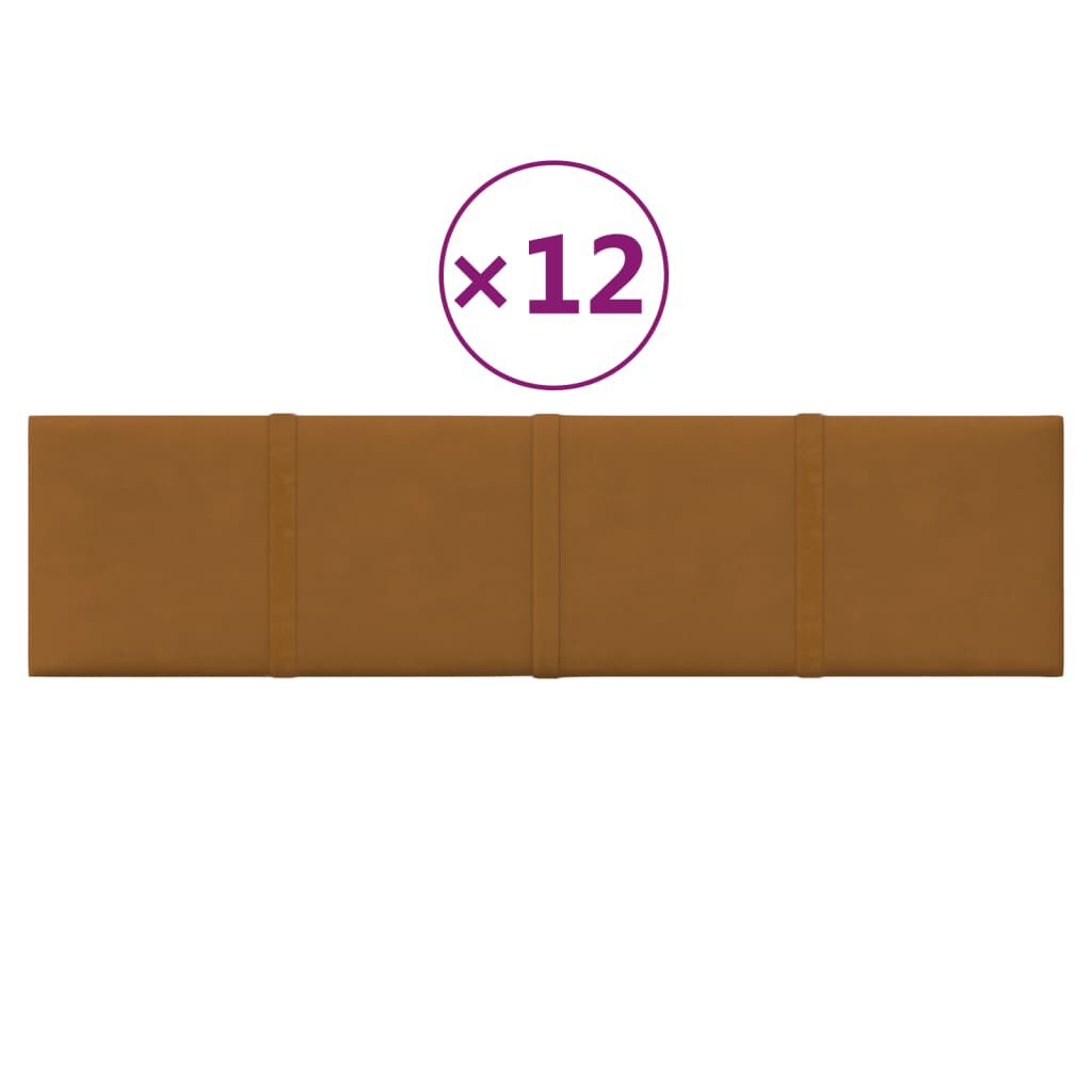 vidaXL Πάνελ Τοίχου 12 τεμ. Κρεμ 60x15 εκ. 1,08 μ² Βελούδο