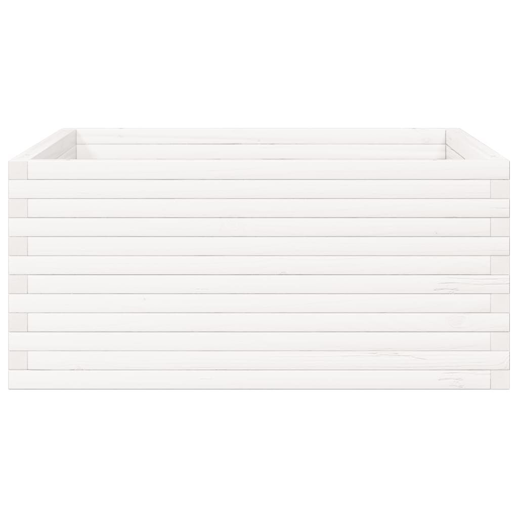 vidaXL Ζαρντινιέρα Κήπου Λευκή 100x100x46 εκ. από Μασίφ Ξύλο Πεύκου