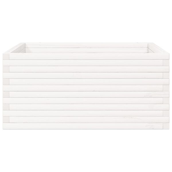 vidaXL Ζαρντινιέρα Κήπου Λευκή 100x100x46 εκ. από Μασίφ Ξύλο Πεύκου