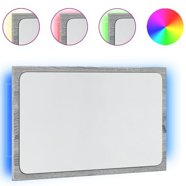 vidaXL Καθρέφτης Μπάνιου Γκρι Sonoma 60x8,5x38 εκ. Επεξεργασμένο Ξύλο