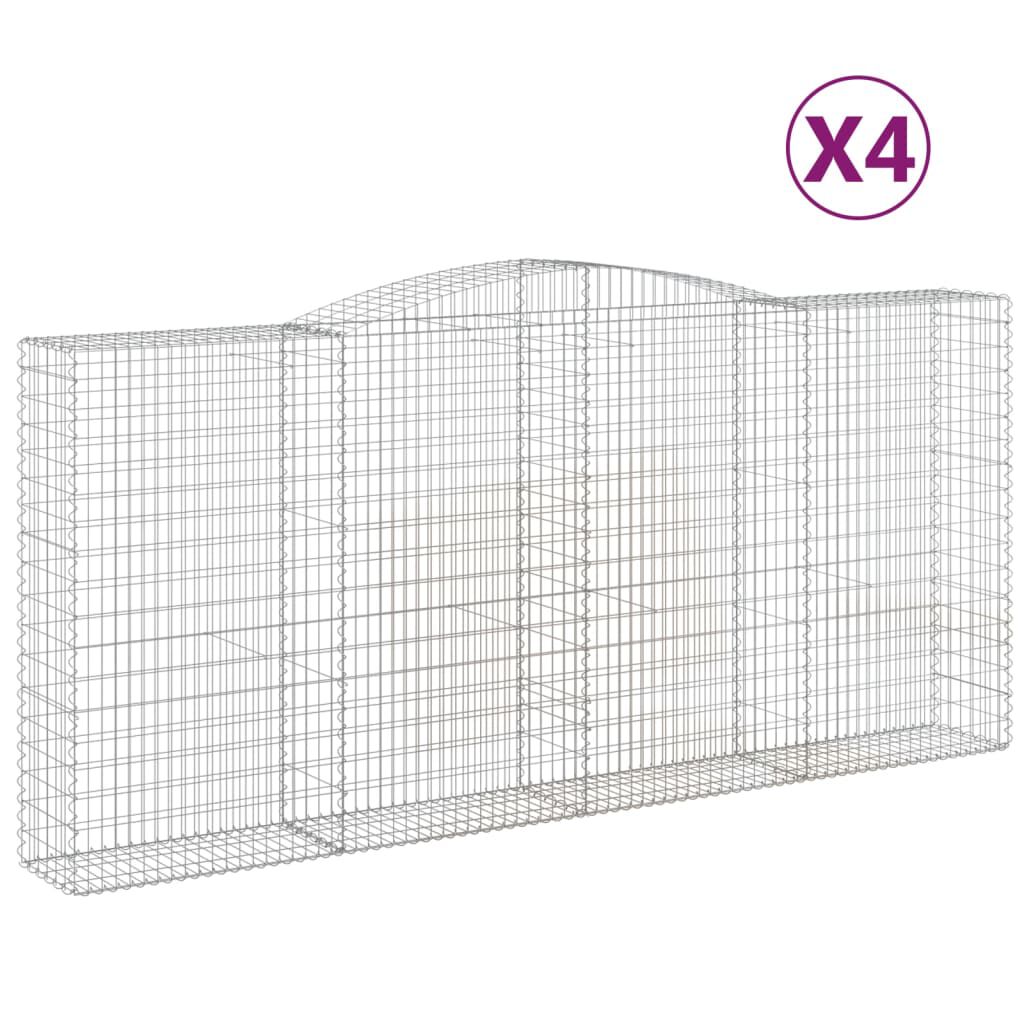 vidaXL Συρματοκιβώτια Τοξωτά 4 τεμ. 400x50x180/200 εκ. Γαλβαν. Ατσάλι