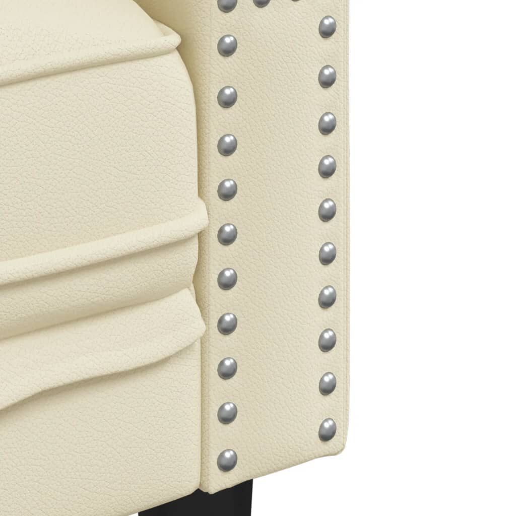 vidaXL Καναπές Chesterfield 3 τεμαχίων σετ Cream Faux Leather