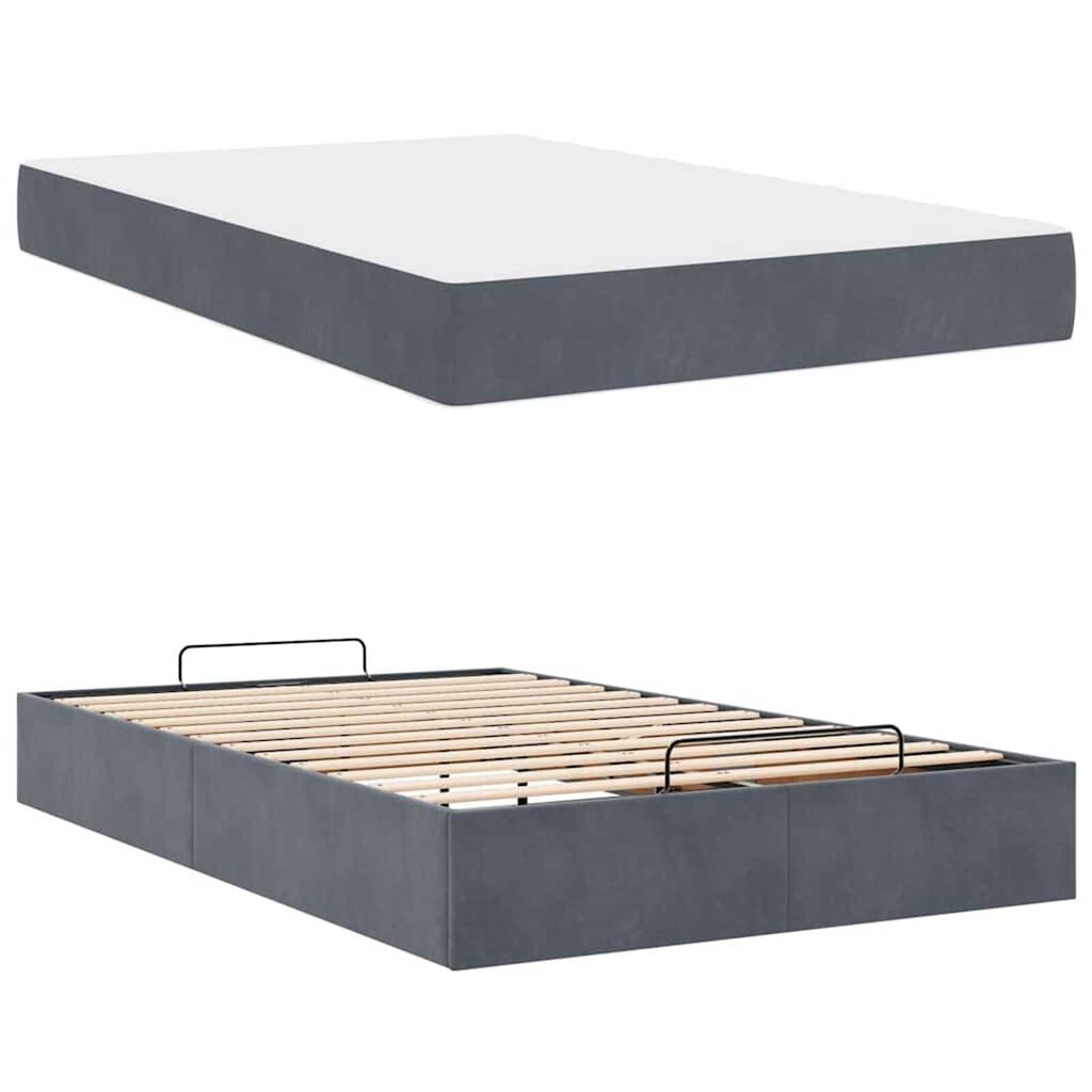 vidaXL Σκελετός Κρεβατιού Σκούρο γκρι 120 x 190 cm Βελούδο