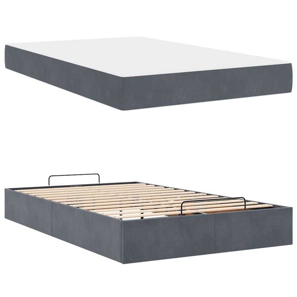 vidaXL Σκελετός Κρεβατιού Σκούρο γκρι 120 x 190 cm Βελούδο