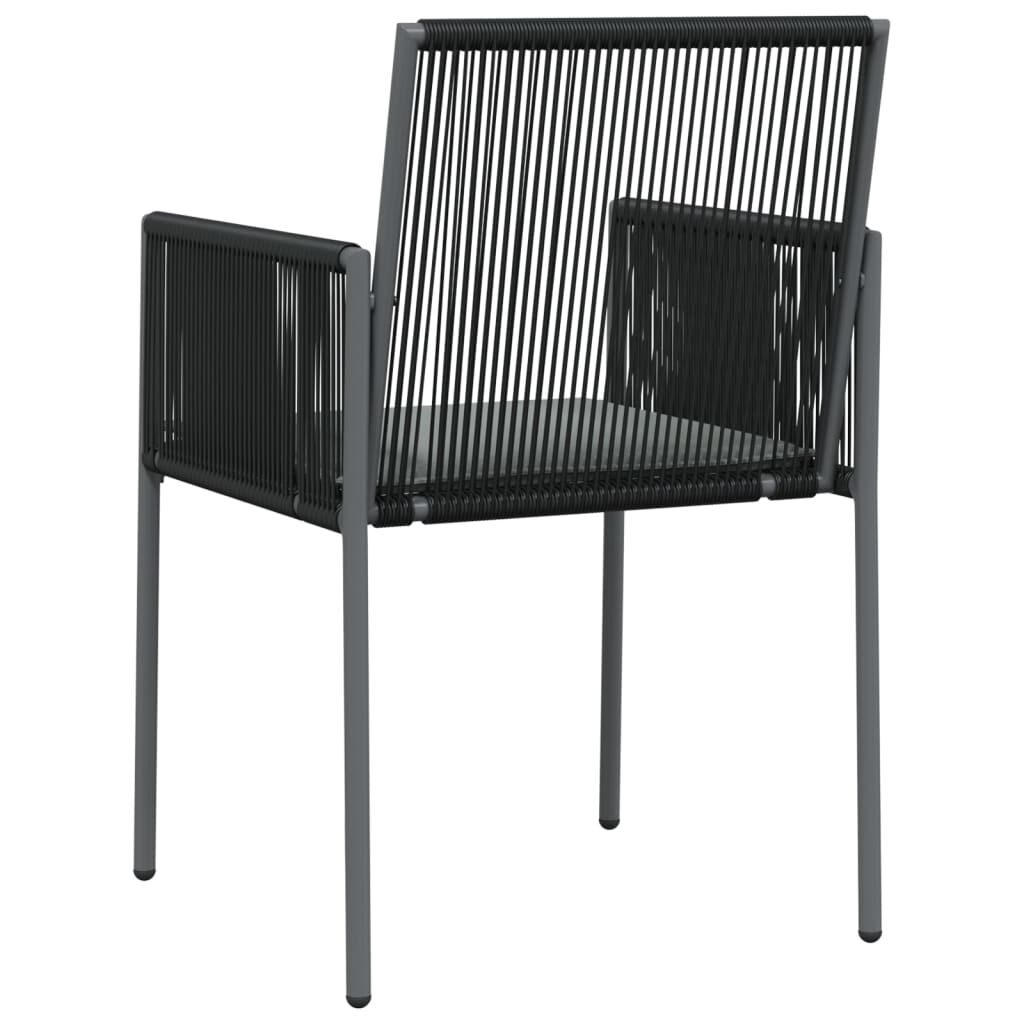 vidaXL Καρέκλες Κήπου 2 τεμ. Μαύρες 54x60,5x83,5 εκ Συνθ. Ρατάν/Μαξιλ.