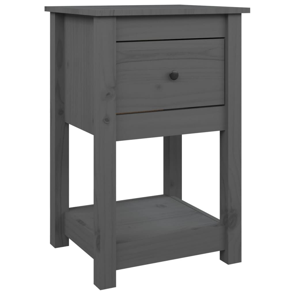 vidaXL Κομοδίνα 2 τεμ. Γκρι 40 x 35 x 61,5 εκ. από Μασίφ Ξύλο Πεύκου