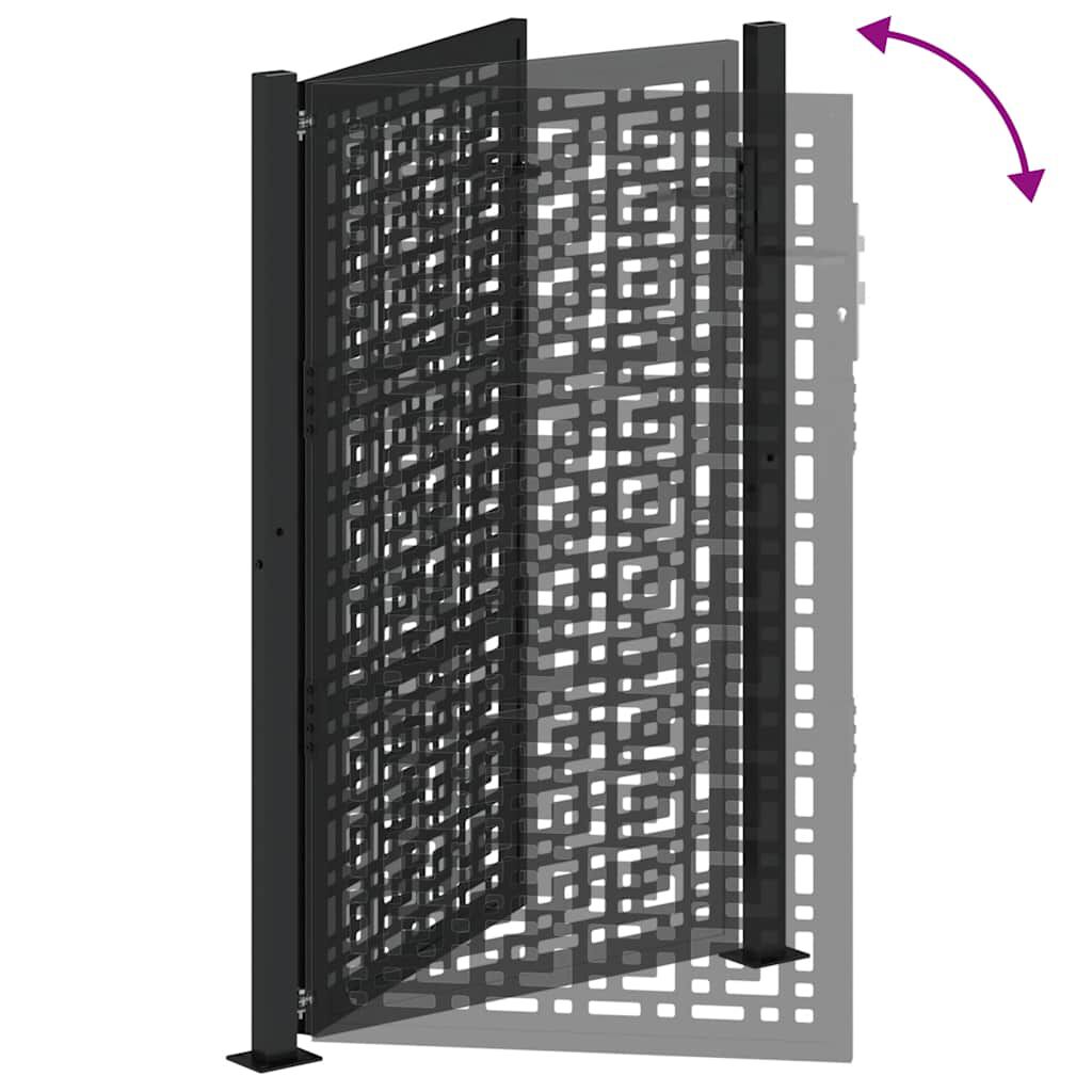 vidaXL Πύλη κήπου Μαύρη 105x155 cm Ατσάλινος Σταυρός Σχεδιασμός