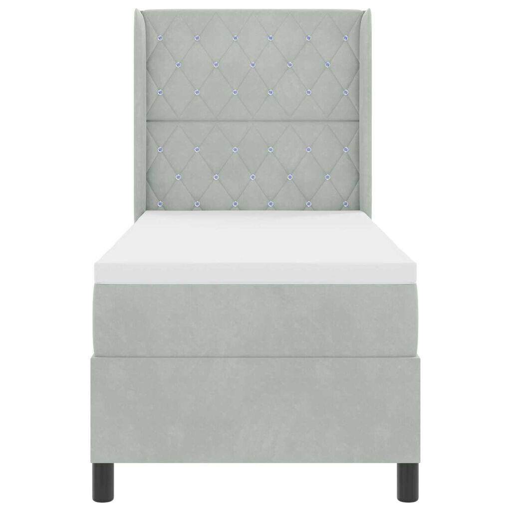 vidaXL Κρεβάτι Box Spring LED με Στρώμα Ανοιχτό γκρι 80 x 200 cm