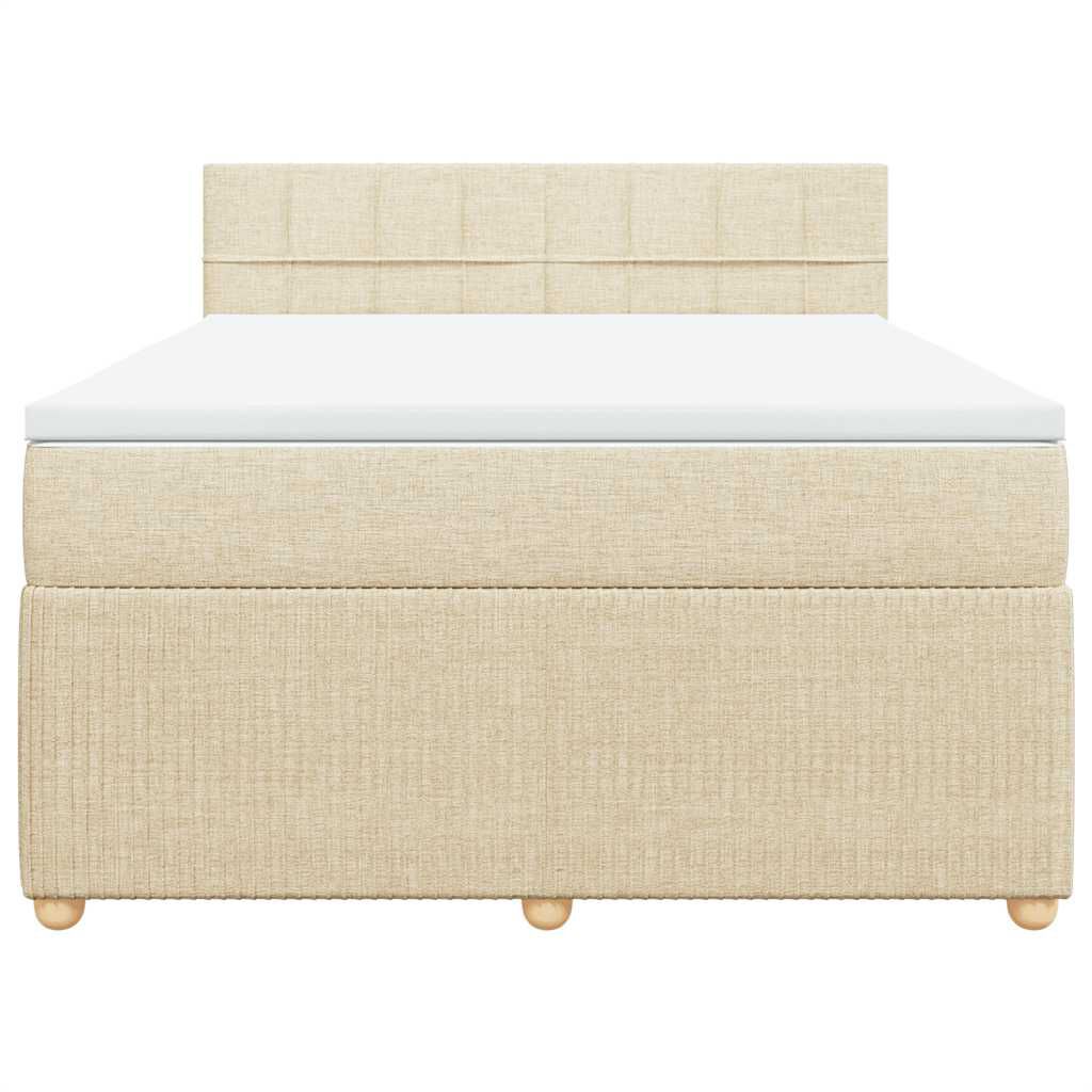 vidaXL Κρεβάτι Boxspring με Στρώμα Κρεμ 140x200 εκ. Υφασμάτινο