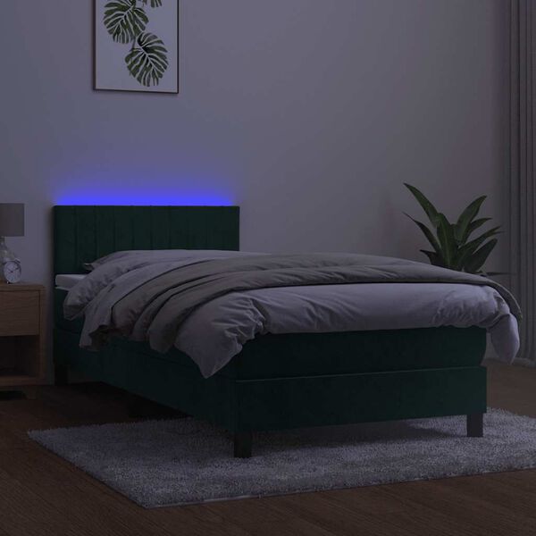 vidaXL &Kappa;&rho;&epsilon;&beta;ά&tau;&iota; Boxspring &mu;&epsilon; &Sigma;&tau;&rho;ώ&mu;&alpha; & LED &Sigma;&kappa;. &Pi;&rho;ά&sigma;&iota;&nu;&omicron; 100x200&epsilon;&kappa; &Beta;&epsilon;&lambda;&omicron;ύ&delta;&omicron;