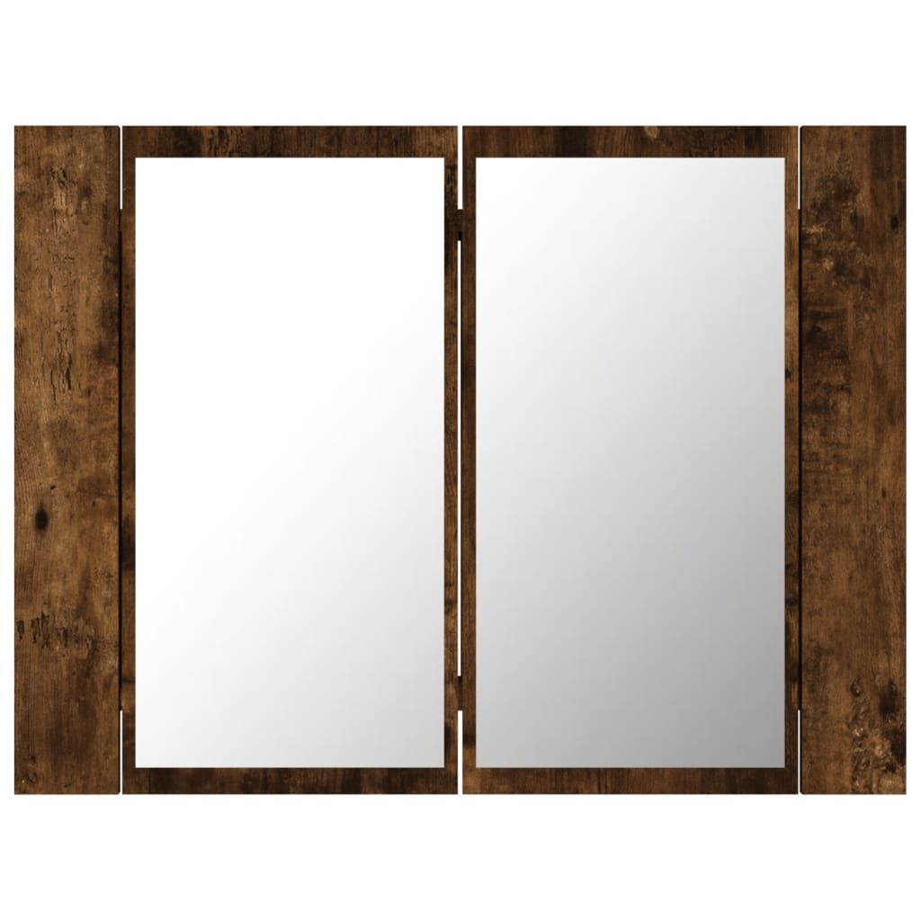 vidaXL Έπιπλο Καθρέφτη με LED Καπνιστή Δρυς 60x12x45 εκ. Επεξ. Ξύλο