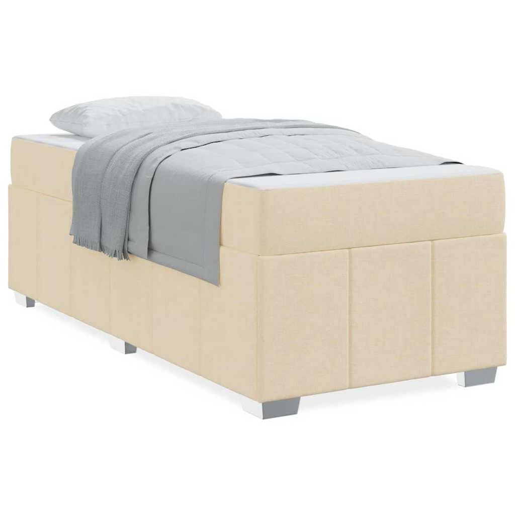 vidaXL Σκελετός Κρεβατιού με στρώμα Κρεμ 90 x 190 cm ύφασμα