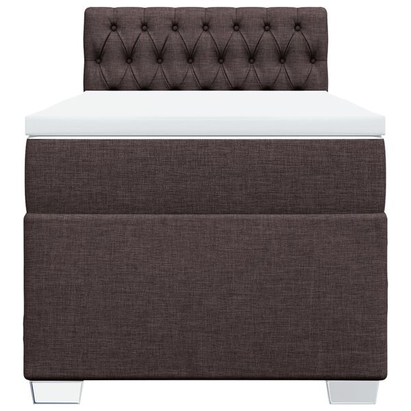 vidaXL Κρεβάτι Boxspring με Στρώμα Σκούρο Καφέ 90x190 εκ. Υφασμάτινο