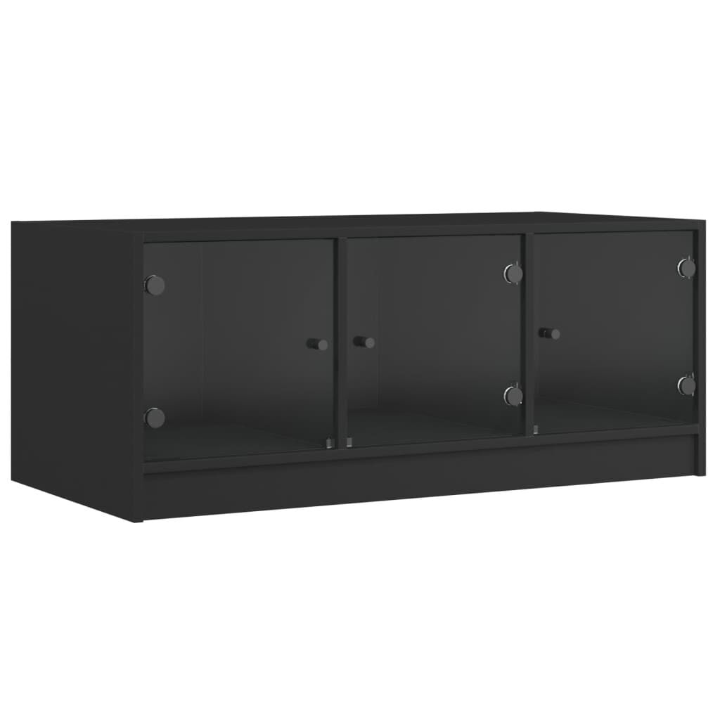 vidaXL Τραπεζάκι Σαλονιού Μαύρο 102x50x42 εκ. με Γυάλινες Πόρτες