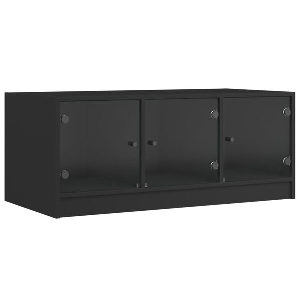vidaXL Τραπεζάκι Σαλονιού Μαύρο 102x50x42 εκ. με Γυάλινες Πόρτες