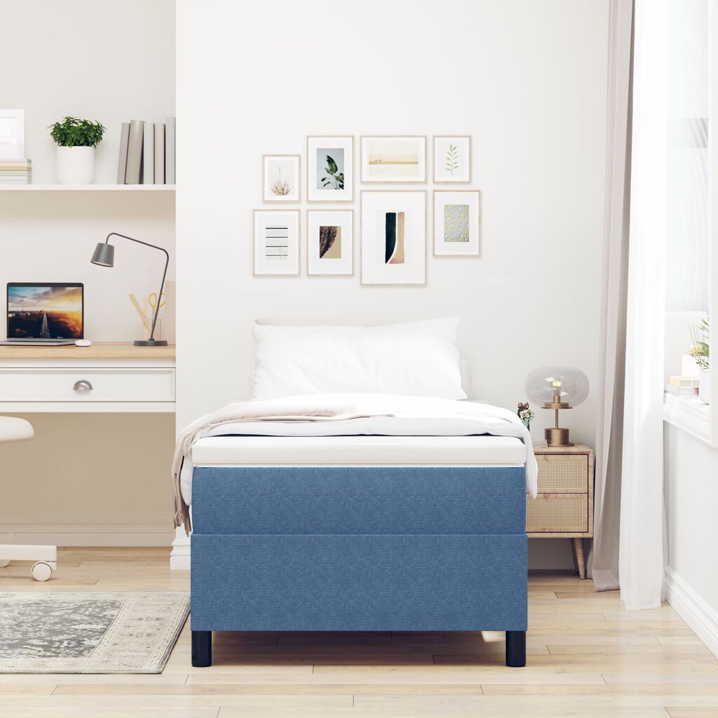 vidaXL Κρεβάτι με Στρώμα Μπλε 80x200 cm Καπιτονέ Ύφασμα