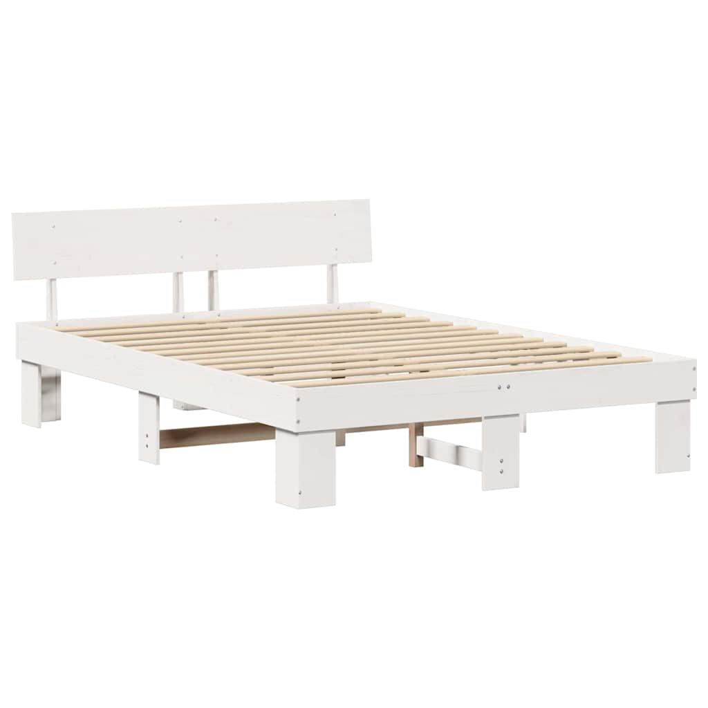 vidaXL Σκελετός Κρεβατιού Λευκό 140 x 200 cm Μασίφ ξύλο πεύκου