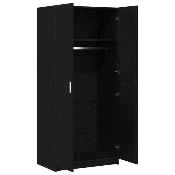 vidaXL Ντουλάπι με πόρτα Μαύρο 80 x 51 x 180 εκ Επεξεργασμένο ξύλο