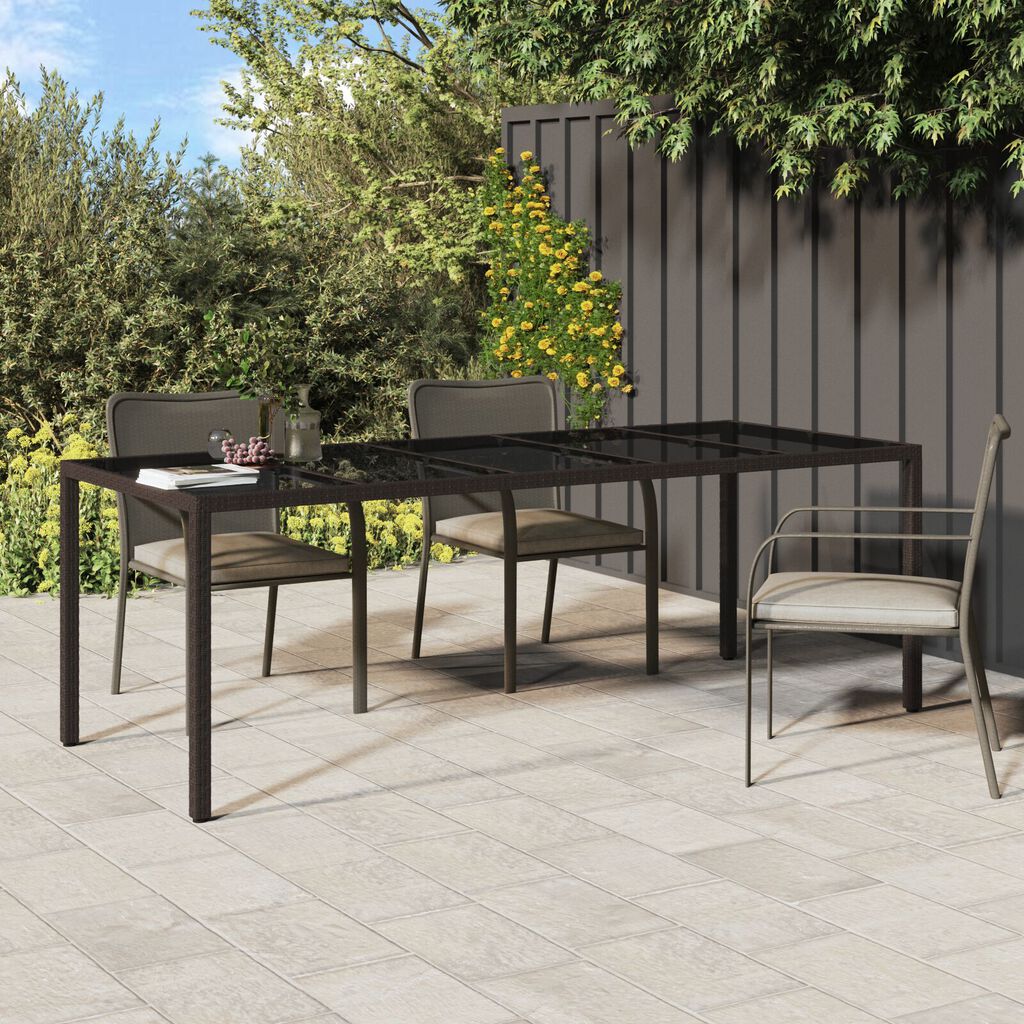 vidaXL Τραπέζι Υπαίθριας Σίτισης Καφέ 250x100x75 εκ. Συνθετικό Ράτα