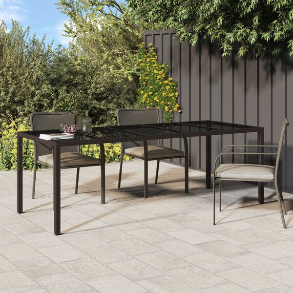 vidaXL Τραπέζι Υπαίθριας Σίτισης Καφέ 250x100x75 εκ. Συνθετικό Ράτα