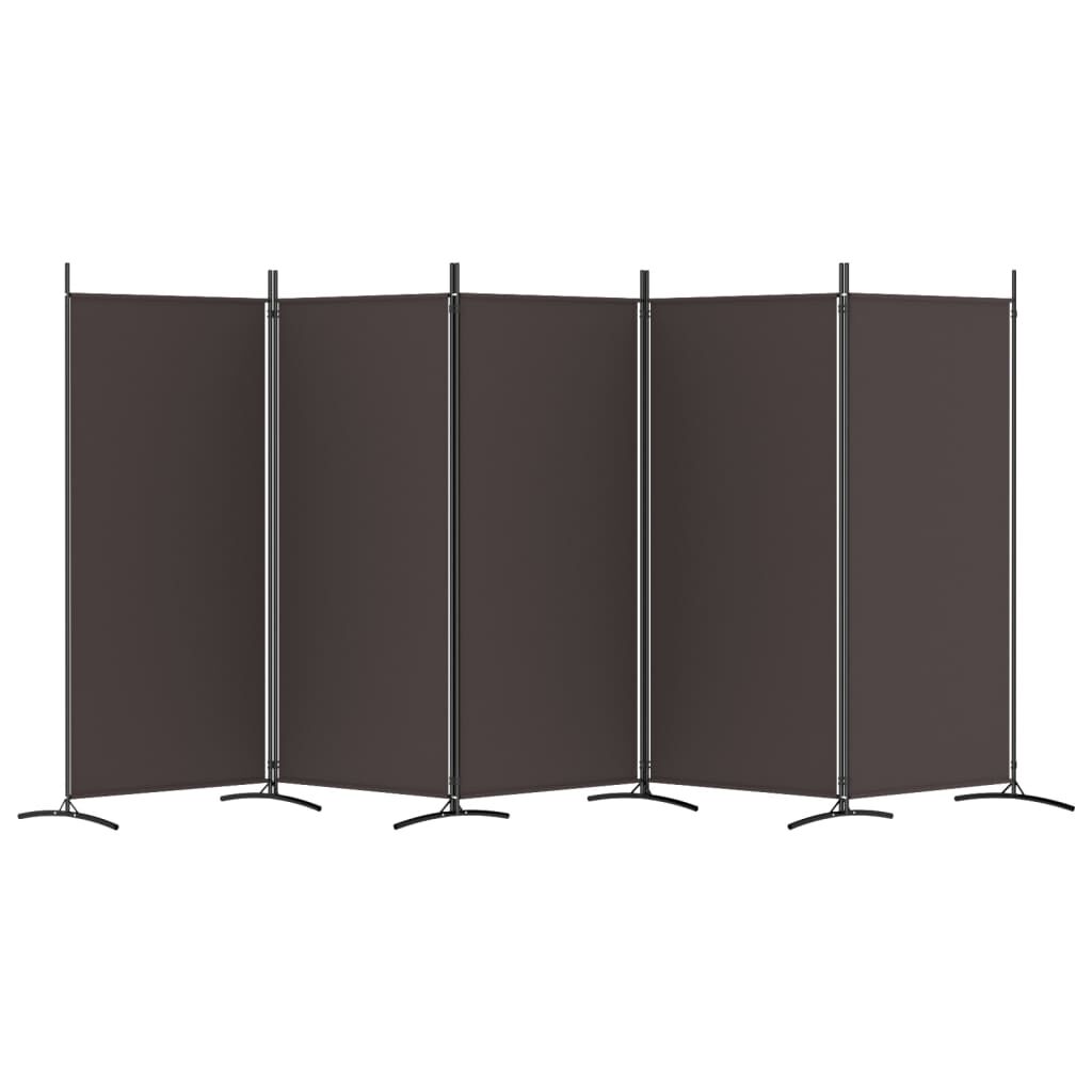vidaXL Διαχωριστικό Δωματίου με 5 Πάνελ Καφέ 433x180 εκ. από Ύφασμα