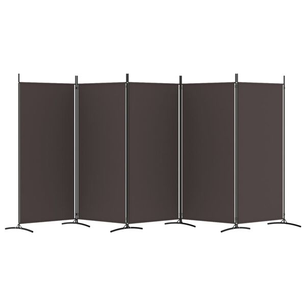 vidaXL Διαχωριστικό Δωματίου με 5 Πάνελ Καφέ 433x180 εκ. από Ύφασμα