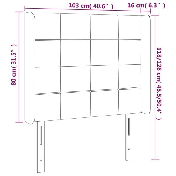 vidaXL Κεφαλάρι με Πτερύγια Taupe 103x16x118/128 εκ. Υφασμάτινο