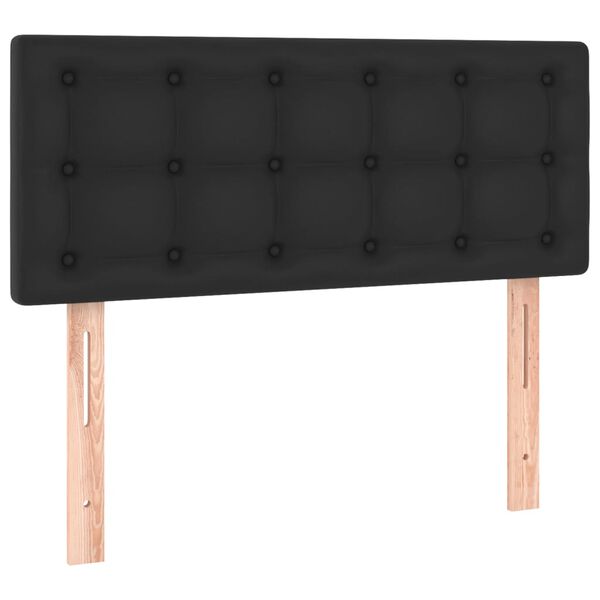 vidaXL Κρεβάτι Boxspring με Στρώμα & LED Μαύρο 90x200 εκ. Συνθ. Δέρμα