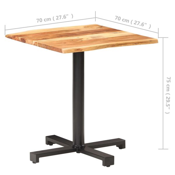 vidaXL Τραπέζι Bistro Live Edge 70x70x75 εκ. από Μασίφ Ξύλο Ακακίας