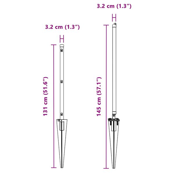 vidaXL Στύλος Περιφράξεων 26 pcs Ασημί 3.2 x 3.2 x 100 εκ Ατσάλι