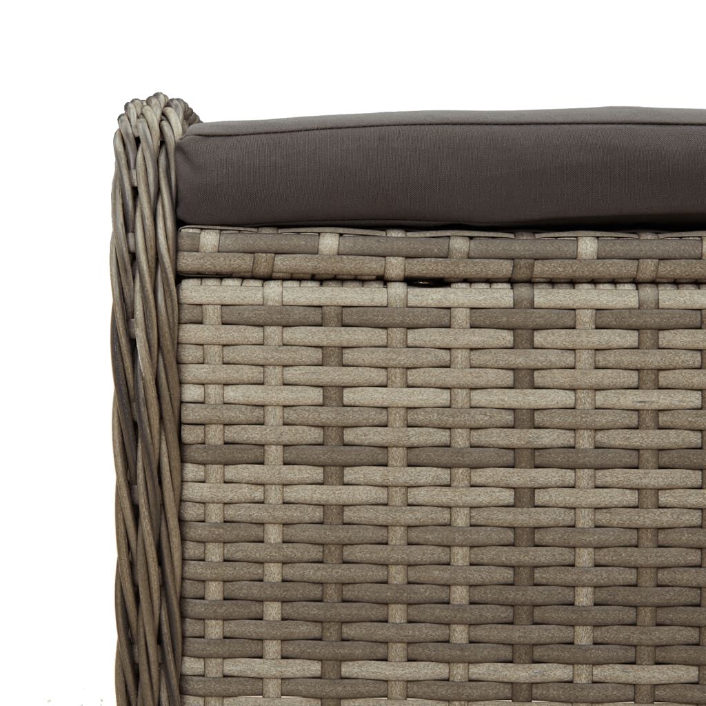 vidaXL Υποπόδιο Κήπου Γκρι 58x46x46 εκ. Συνθετικό Ρατάν με Μαξιλάρι