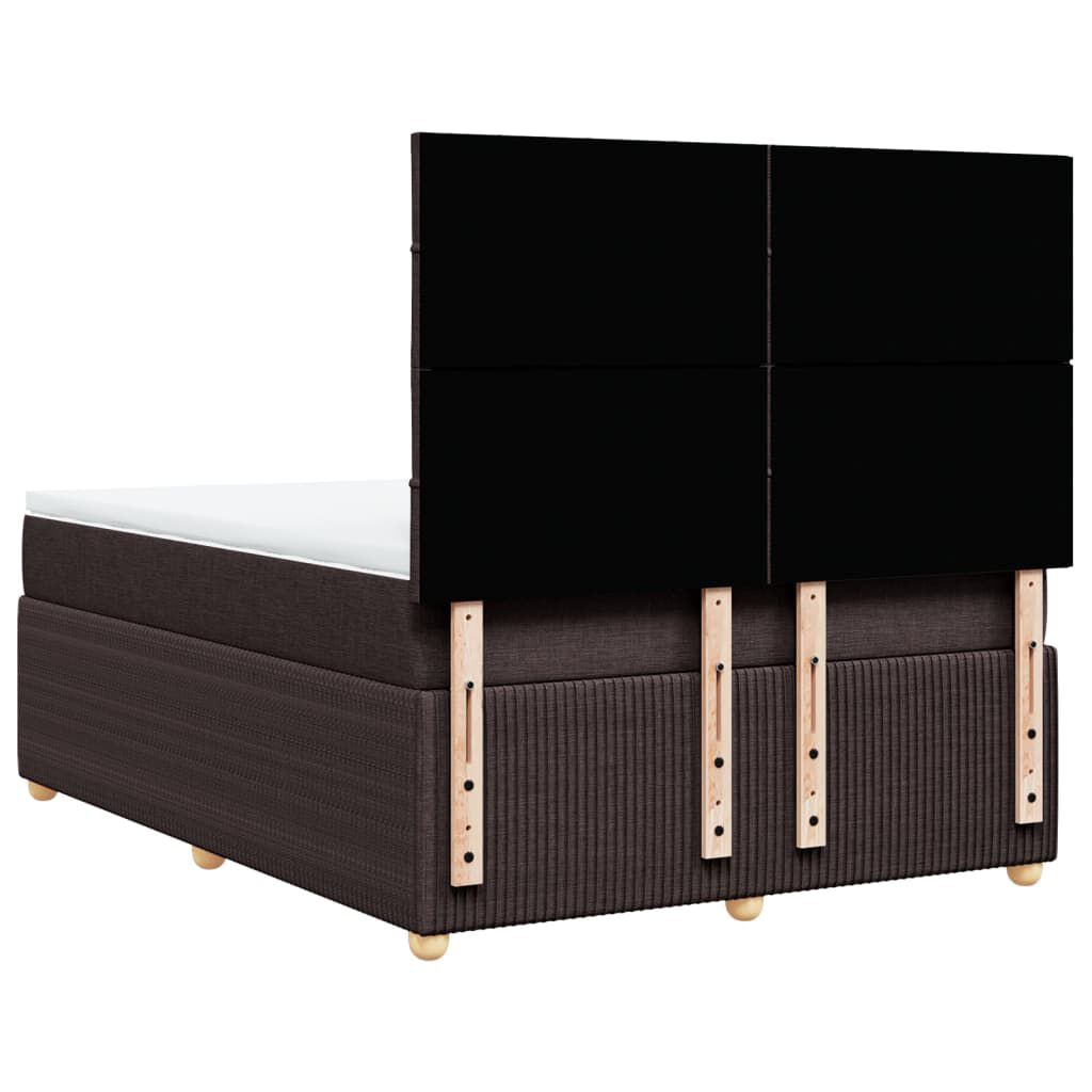 vidaXL Κρεβάτι Boxspring με Στρώμα Σκούρο Καφέ 140x190 εκ. Υφασμάτινο
