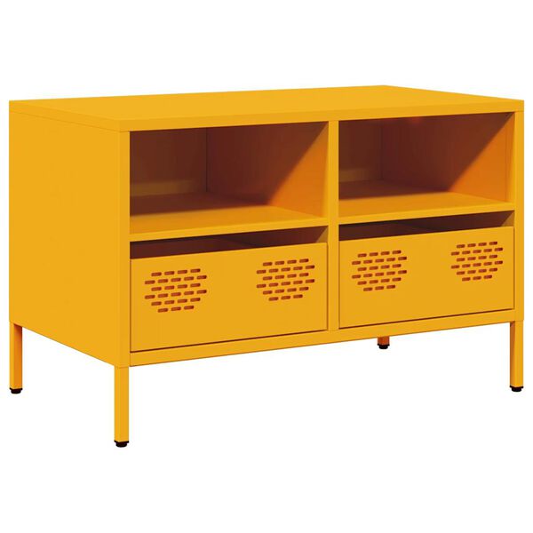 vidaXL Έπιπλο Τηλεόρασης Μουσταρδί 68x39x43,5 εκ. Ατσάλι Ψυχρής Έλασης