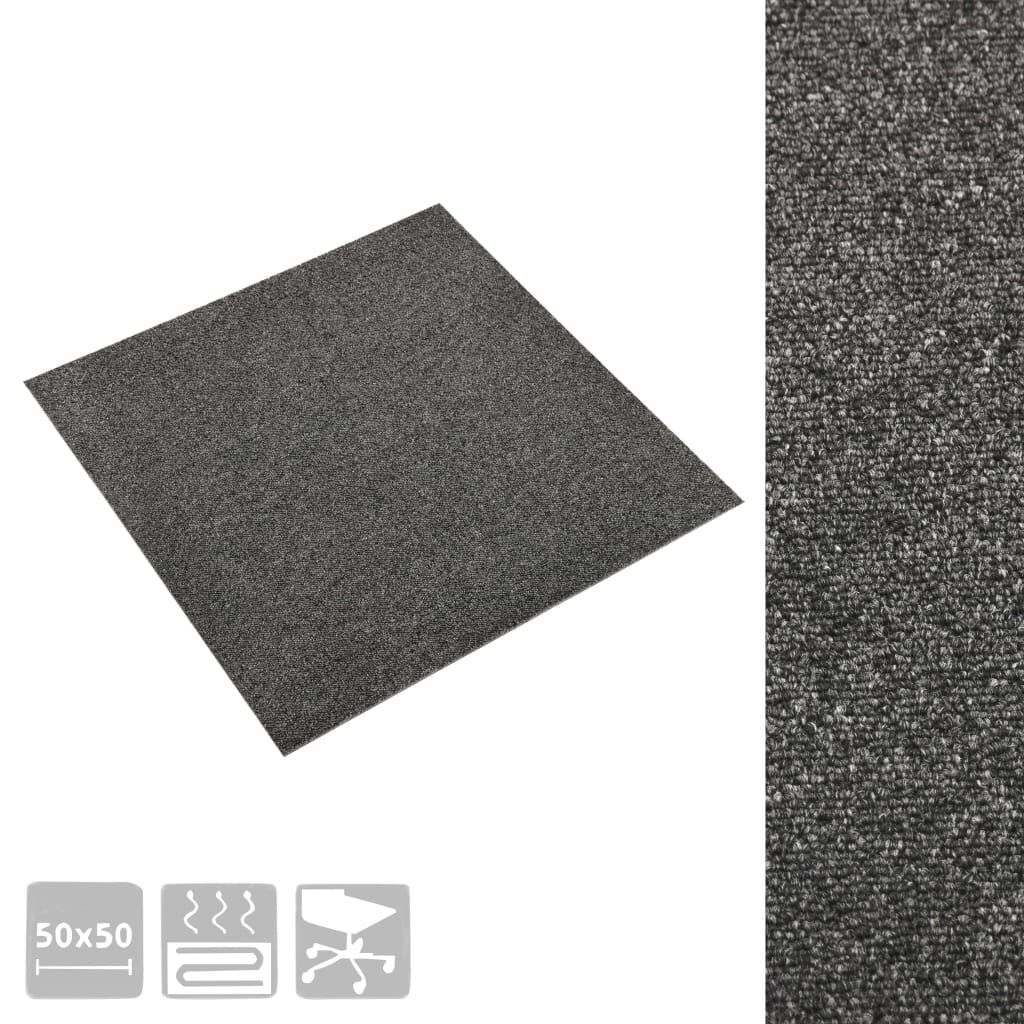 vidaXL Μοκέτα Πλακάκι 20 τεμ. Ανθρακί 5 μ² 50x50 εκ.