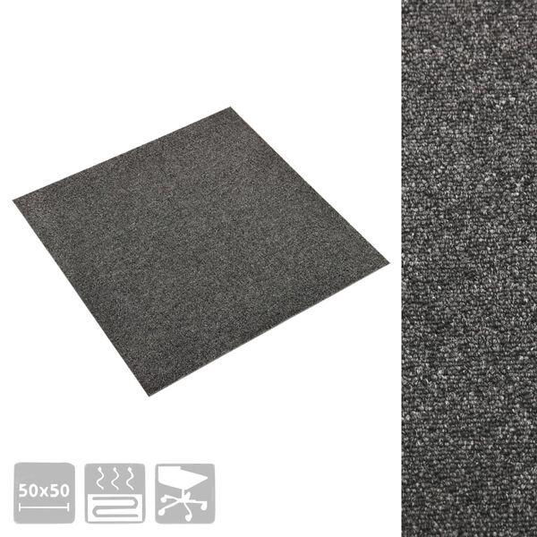 vidaXL Μοκέτα Πλακάκι 20 τεμ. Ανθρακί 5 μ² 50x50 εκ.