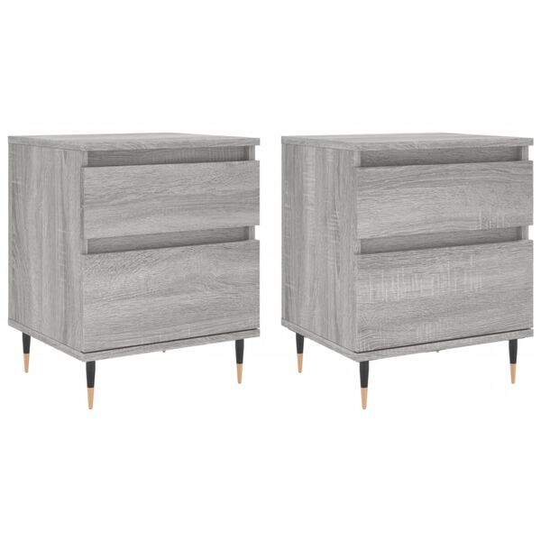 vidaXL Κομοδίνα 2 τεμ. Γκρι Sonoma 40 x 35 x 50 εκ. από Επεξεργ. Ξύλο