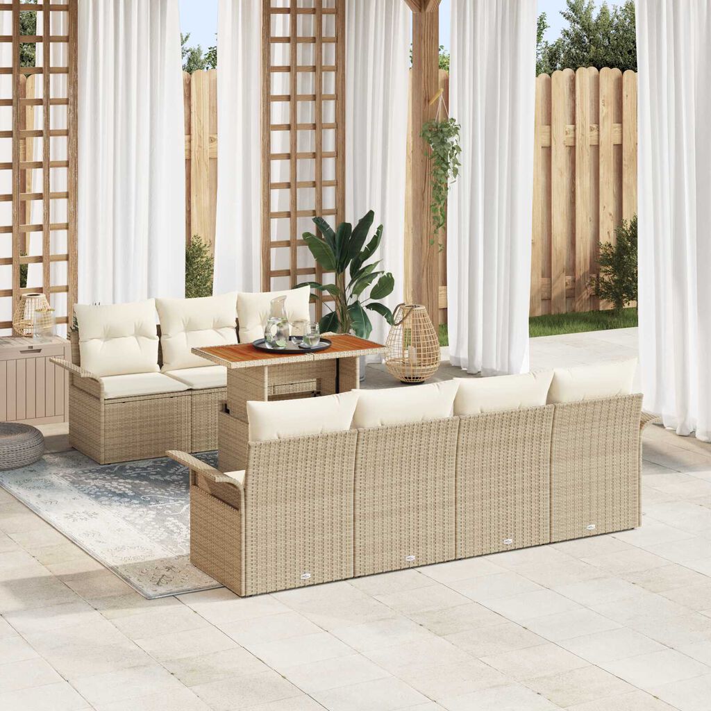 vidaXL Σετ Καναπέ Κήπου 8 pcs μπεζ και κρεμ 100 x 55 x 73 εκ