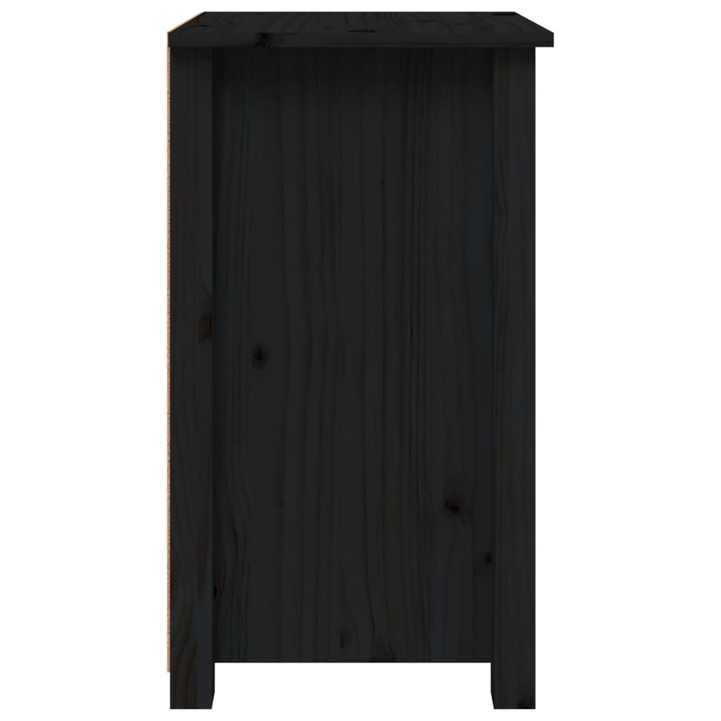 vidaXL Κομοδίνο Μαύρο 40 x 35 x 61,5 εκ. από Μασίφ Ξύλο Πεύκου