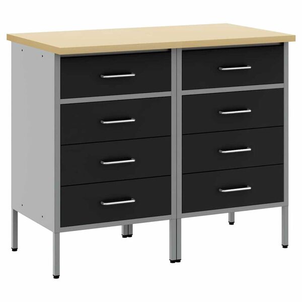 vidaXL Ντουλάπα Εργασίας 2 pcs Μαύρο και Γκρι 100 x 55 x 85 εκ.